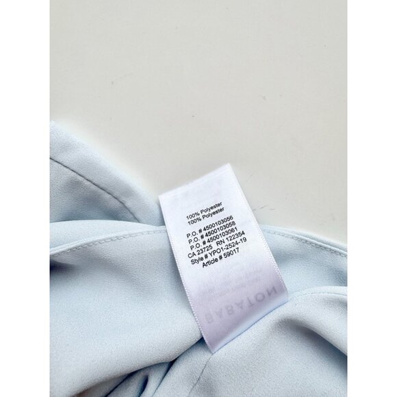 Aritzia BABATON Randy Light Blue Matte Satin Cropped V-Neck Blouse Top, Size M - Picture 9 of 10